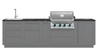 Кухня барбекю из нерж. стали с газовым грилем NAPOLEON BIG-32, 5 модулей, ширина 296см, цвет серый