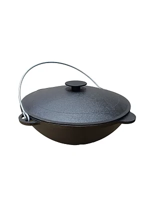 Казан чугунный 8 литров с чугунной крышкой и дужкой (Гардарика)