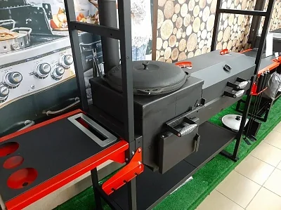 Комплект: печь-мангал ИСКАНДЕР "Инклайн 400 NEW" с крышкой-гриль