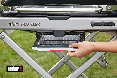 Газовый гриль WEBER Traveler, 1 горелка, 3,8кВт, складные ножки, черный