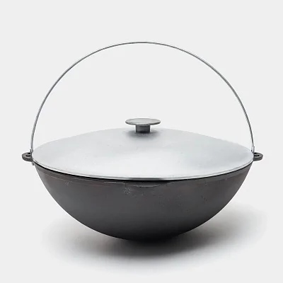 Казан чугунный 32 литра с алюминиевой крышкой и дужкой (Гардарика)