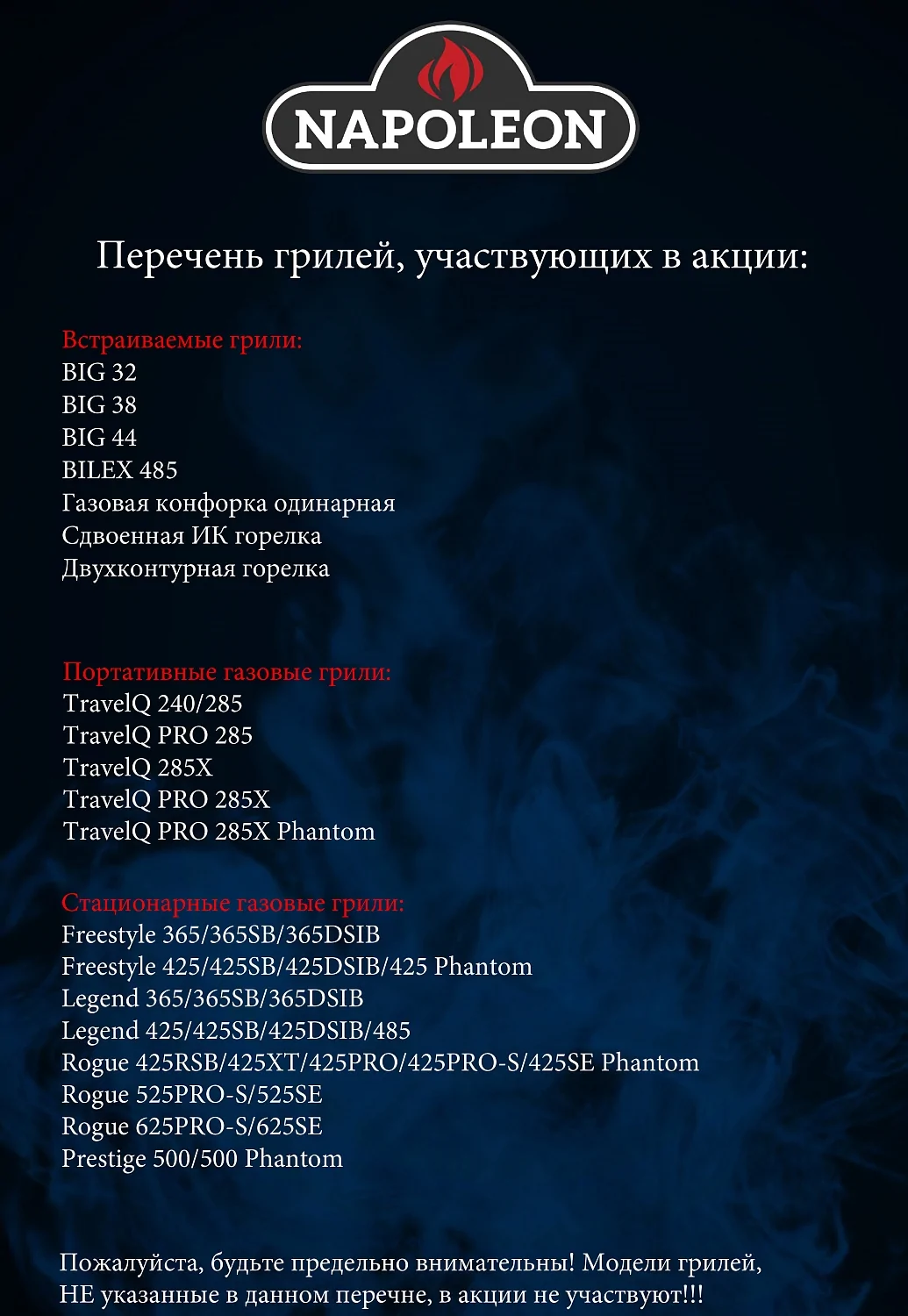 15% кэшбэк аксессуарами при покупке газового гриля NAPOLEON!