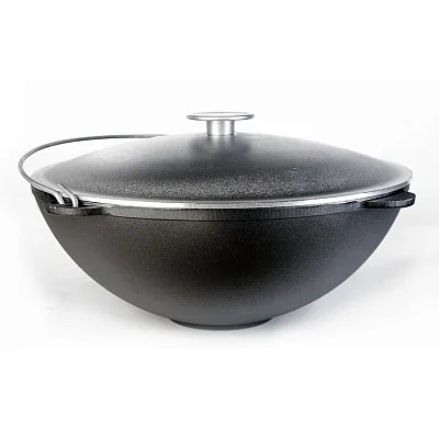 Казан чугунный 32 литра с алюминиевой крышкой и дужкой (Гардарика)