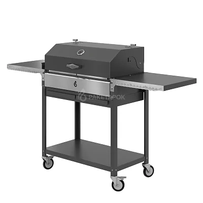 Мангал ДИОН 700 на колесах с черной крышкой, с решетками