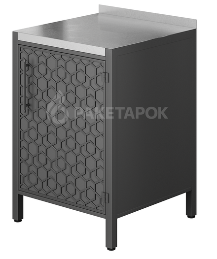 Тумба ПРОТЕЙ К-3, 60см, со столешницей из ФАКТУРНОЙ нерж.стали, фасад фактурный металл