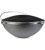 Казан чугунный 15 литров с чугунной КРЫШКОЙ-САДЖ и дужкой (Гардарика)