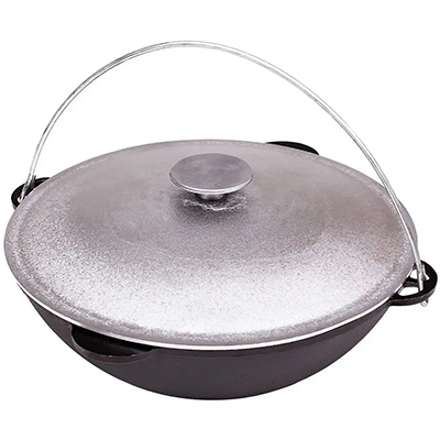 Казан чугунный 32 литра с алюминиевой крышкой и дужкой (Гардарика)