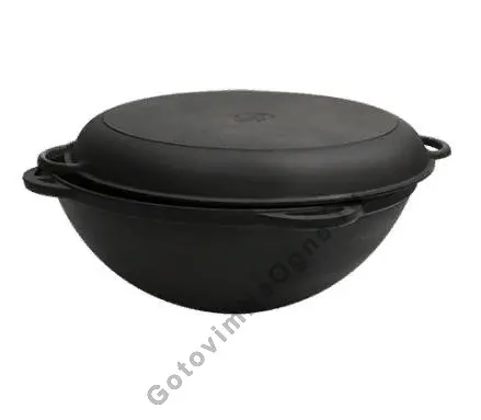 Казан 12л с чугунной КРЫШКОЙ-СКОВОРОДКОЙ, Ситон 