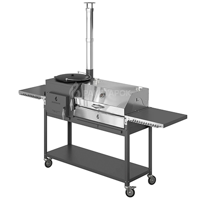 Печь-мангал ОКТАНТ 12 на колесах с крышкой-гриль из нерж. стали и решетками 