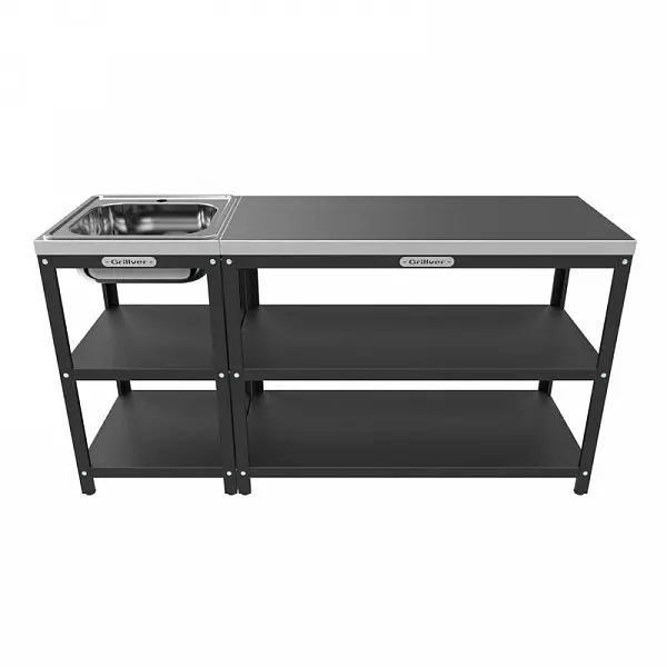 Стол металлический 50x50x85см с мойкой из нерж. стали