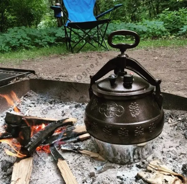 Афганский казан двухцветный с ручками, алюминиевый, 8л.