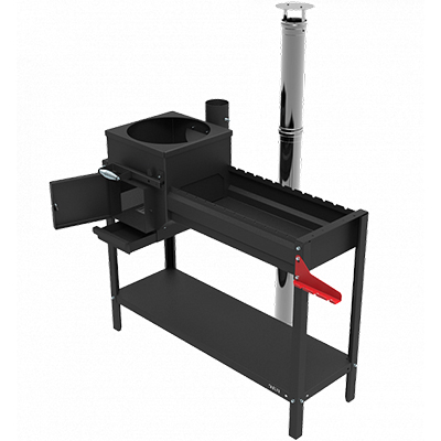 Печь-мангал "Искандер 360 Стандарт NEW" под казан 8л. с дымоходом из нерж. стали