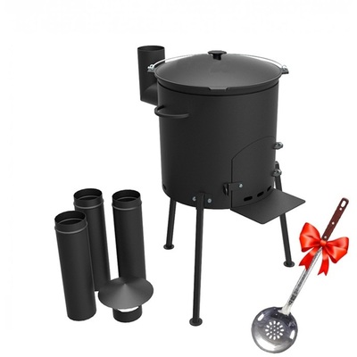 КОМПЛЕКТ: Печь "Кайзер-12Т" + Казан 12л Гардарика с чугунной крышкой и дужкой