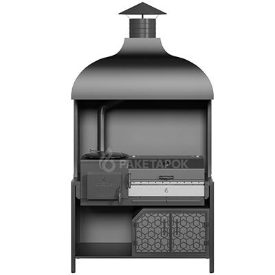 Модуль кухни барбекю ПРОТЕЙ К-3 для гриль-печи с вытяжным куполом и тумбой