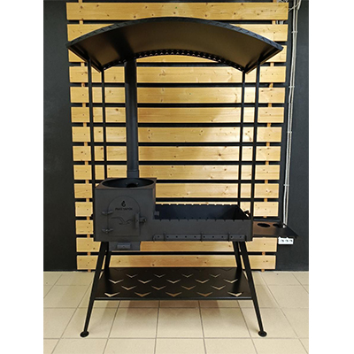 Печь-мангал "3в1 Чайка" с крышей и печью под казан 12л.