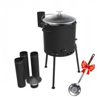 КОМПЛЕКТ: Печь "Кайзер-12Т" + Казан 12л Гардарика с алюм. крышкой и дужкой
