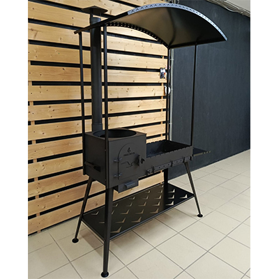 Печь-мангал "3в1 Чайка" с крышей и печью под казан 12л.