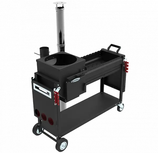 Печь-мангал "Искандер 360 Комфорт Эйр NEW" под казан 8л. с дымоходом из нерж. стали