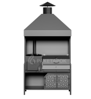 Модуль кухни барбекю ПРОТЕЙ К-3 для гриль-печи, с вытяжным куполом трапеция и тумбой