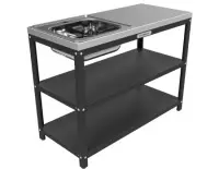 Стол металлический 112x50x85см с мойкой и столешницей из нерж. стали