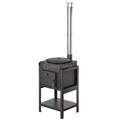 Печь "ФОРТ-12" под казан 12л с дровницей и стальной плитой, без казана