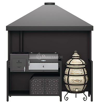 Модуль кухни барбекю К-4 под печь-мангал и тандыр, под одним куполом