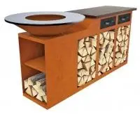 KORWOOD HIT 05 дровяной очаг-остров с дровницей 