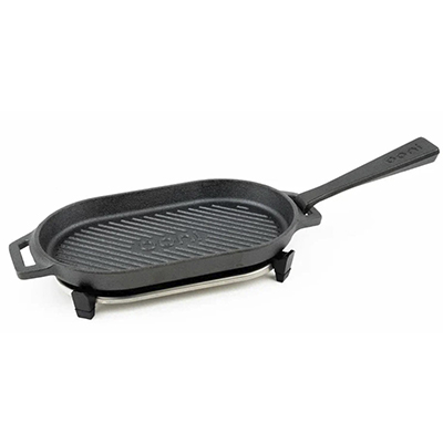 Чугунная ребристая сковорода с ножками и со съёмной ручкой OONI 