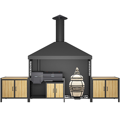 Кухня барбекю "Готовим на огне К- 4" Искандер 400, тандыр Гектор, 3 модуля