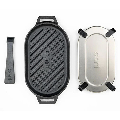 Чугунная ребристая сковорода с ножками и со съёмной ручкой OONI 