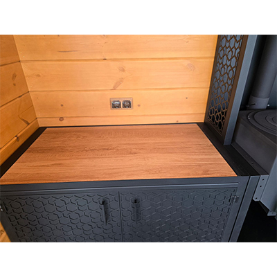 Тумба ПРОТЕЙ К-3 столешница из керамогранита, фасад фактурный металл