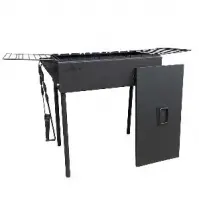 Мангал стационарный "Praktika BLACK" с откидными решетками и крышкой.