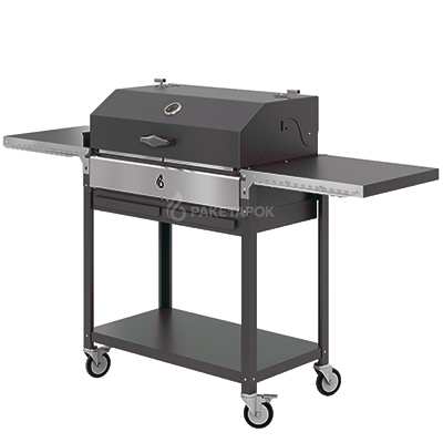 Мангал ДИОН 700 на колесах с черной крышкой-гриль и решетками из нерж. стали