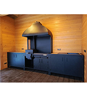 Кухня барбекю ПРОТЕЙ К-3 с печь-мангалом, столешница тумб керамогранит