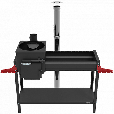 Печь-мангал "Искандер 360 Стандарт NEW" под казан 8л. с дымоходом из нерж. стали