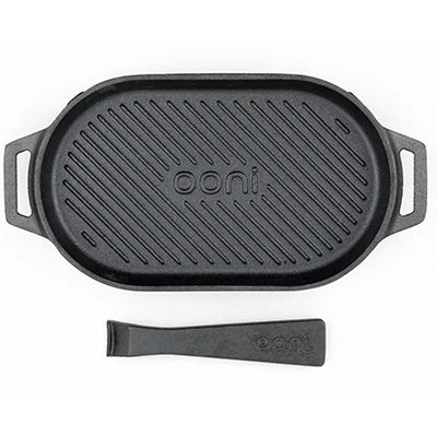 Чугунная ребристая сковорода с ножками и со съёмной ручкой OONI 