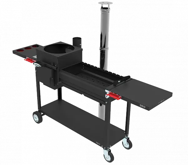 Печь-мангал "Искандер 360 Комфорт Эйр NEW" под казан 8л. с дымоходом из нерж. стали