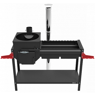 Печь-мангал "Искандер 400 Стандарт Эйр NEW" под казан 12л. с дымоходом из нерж. стали