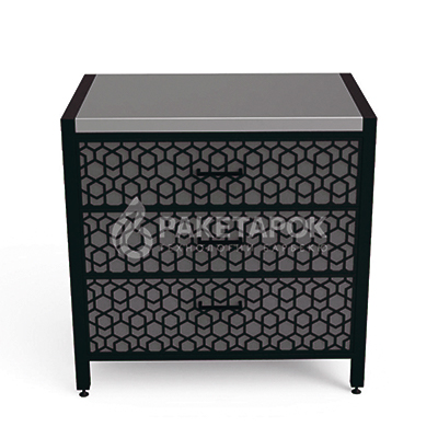 Тумба ПРОТЕЙ К-3 с выдвижными ящиками, столешница из нерж. стали, 90 см