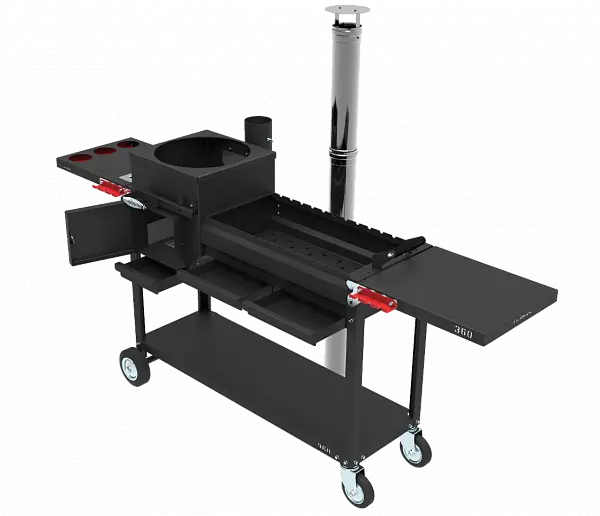 Печь-мангал "Искандер 360 Комфорт Эйр NEW" под казан 8л. с дымоходом из нерж. стали