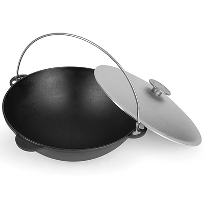 Казан чугунный 32 литра с алюминиевой крышкой и дужкой (Гардарика)