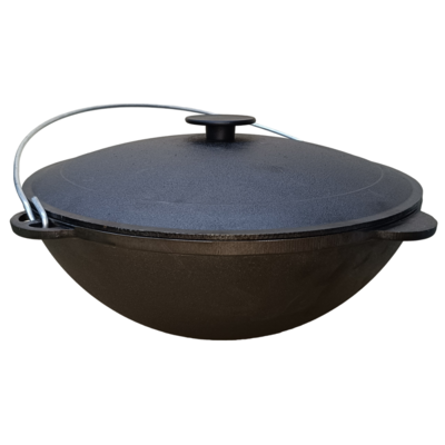 Казан чугунный 12 литров с чугунной крышкой и дужкой (Гардарика)