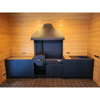 Тумба ПРОТЕЙ К-3 столешница из керамогранита, фасад фактурный металл