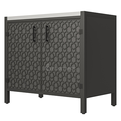 Тумба ПРОТЕЙ К-3 столешница из нерж. стали, фасад фактурный металл Ар-деко