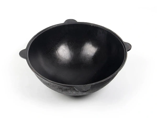 Казан чугунный 6 литров с алюминиевой крышкой и плоским дном (Узбекистан)