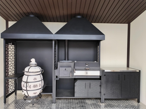 Модуль кухни барбекю ПРОТЕЙ К-3 для тандыра с вытяжным куполом трапеция