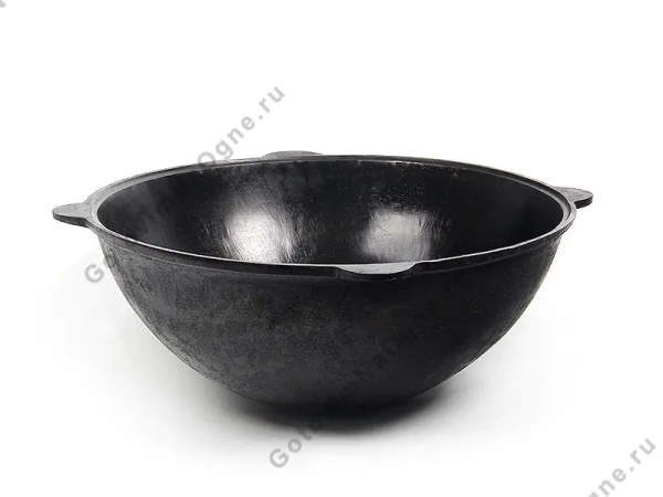 Казан чугунный 8 литров с алюминиевой крышкой и плоским дном (Узбекистан)