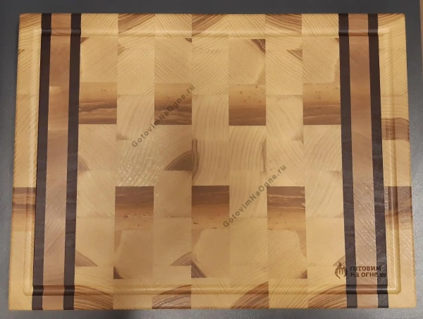 Разделочная торцевая доска, 40х30см., Ясень, Орех, Мовингу