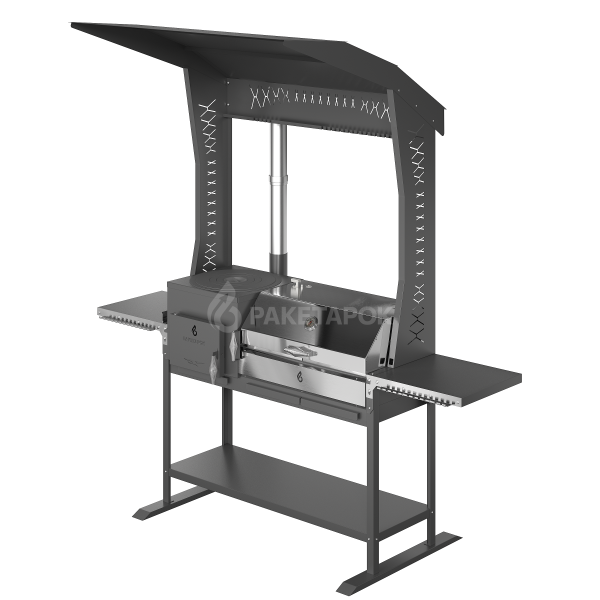 Печь-мангал ОКТАНТ 12 с КРЫШЕЙ и печью под казан 12л