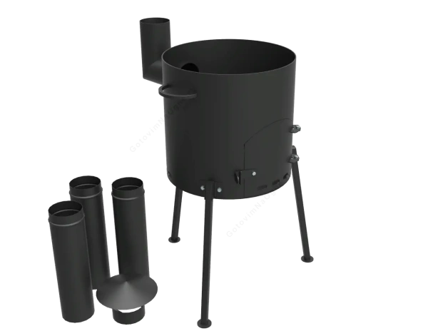 Печь под казан 8 литров "Кайзер-8т" с дымоходом, (d=35см)